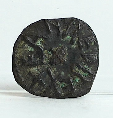 British hammered coins, Eanred, Anglo-Saxon Kingdom of Northumbria AE styca. AD 810-841, Phase IIc, Brother, +EANRD REX, rev. BRODR, central motif (5/1), 1.15g (Styca Supplement plate coin; SCBI 69, North 186; Spink 862